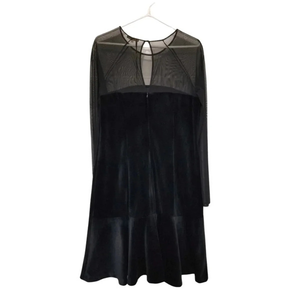 NWT black velvet dress with mesh sleeves - Picture 5 of 8